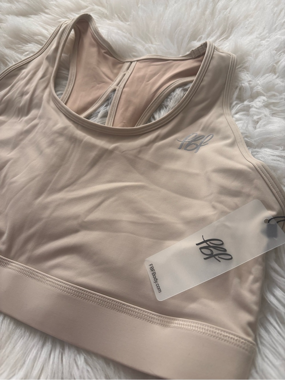 FBF Body Racerback Sports Bra in Cream